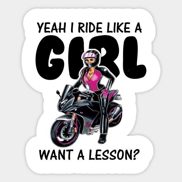 Yeah i ride like a girl want a lesson Sticker by williamarmin